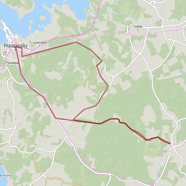 Map miniature of "Liivaküla Gravel Loop" cycling inspiration in Eesti, Estonia. Generated by Tarmacs.app cycling route planner