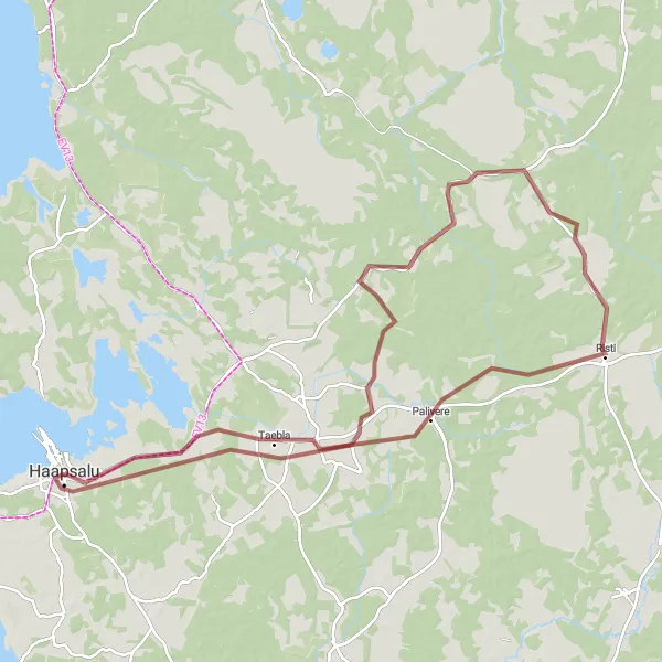 Map miniature of "Risti - Taebla - Uuemõisa Gravel Round-trip" cycling inspiration in Eesti, Estonia. Generated by Tarmacs.app cycling route planner