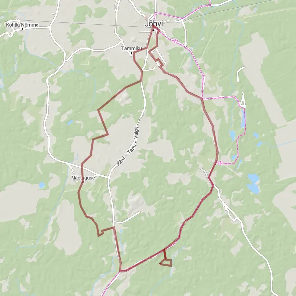 Map miniature of "Mäetaguse Circuit" cycling inspiration in Eesti, Estonia. Generated by Tarmacs.app cycling route planner