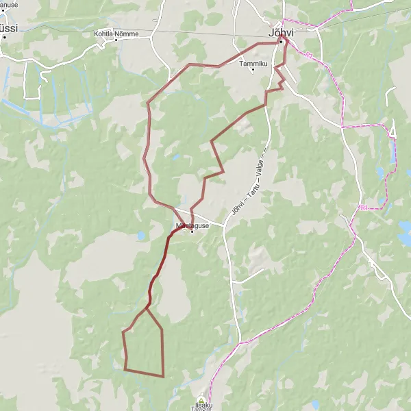 Map miniature of "Ahtme Adventure" cycling inspiration in Eesti, Estonia. Generated by Tarmacs.app cycling route planner