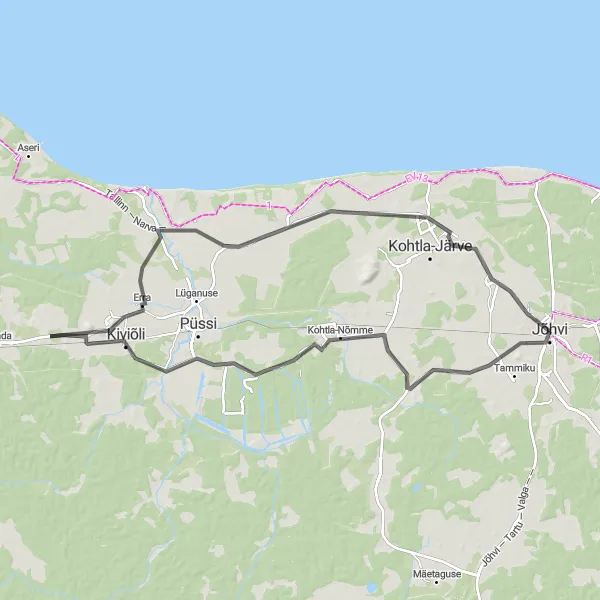 Map miniature of "Limestone Adventure" cycling inspiration in Eesti, Estonia. Generated by Tarmacs.app cycling route planner