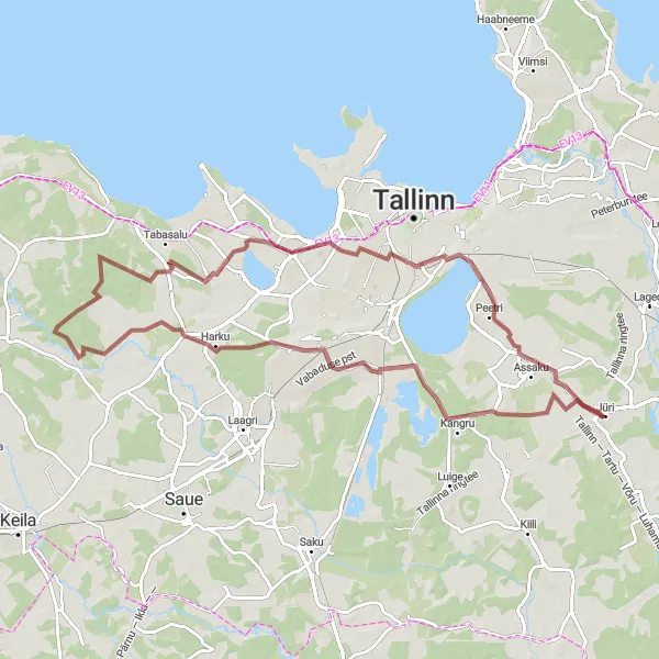 Map miniature of "Gravel Adventure" cycling inspiration in Eesti, Estonia. Generated by Tarmacs.app cycling route planner