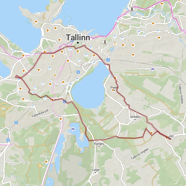 Map miniature of "Assaku Castle Road" cycling inspiration in Eesti, Estonia. Generated by Tarmacs.app cycling route planner