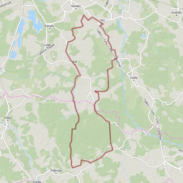 Map miniature of "Angerja Loop" cycling inspiration in Eesti, Estonia. Generated by Tarmacs.app cycling route planner