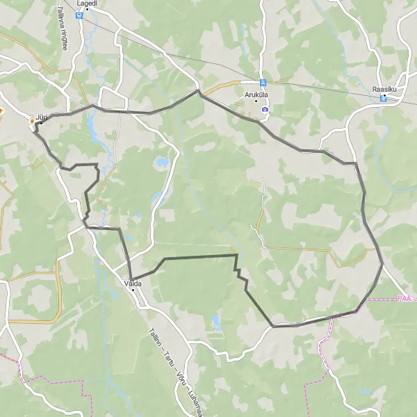 Map miniature of "Aruküla Gateway" cycling inspiration in Eesti, Estonia. Generated by Tarmacs.app cycling route planner