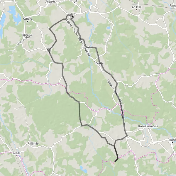 Map miniature of "Kehra Circuit" cycling inspiration in Eesti, Estonia. Generated by Tarmacs.app cycling route planner
