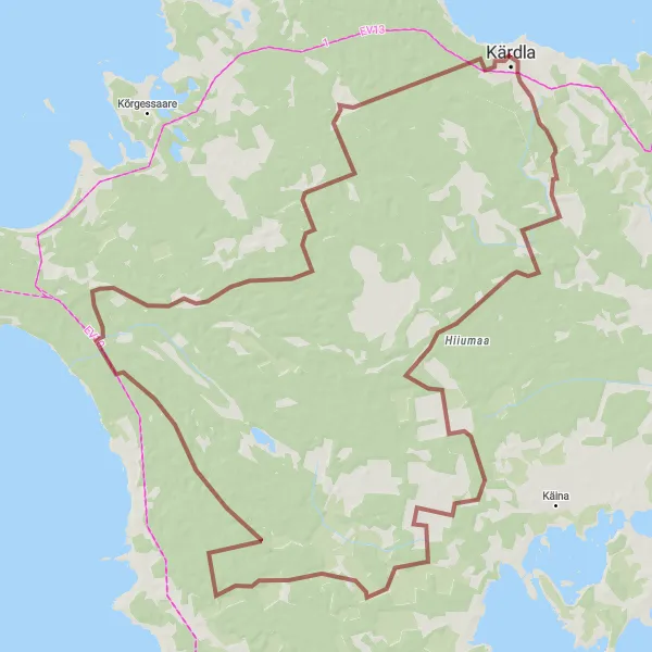 Map miniature of "Hiiumaa Gravel Adventure" cycling inspiration in Eesti, Estonia. Generated by Tarmacs.app cycling route planner