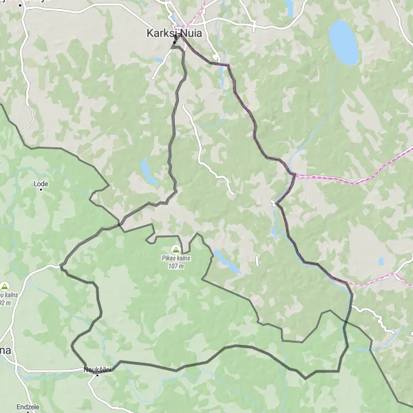 Map miniature of "The Taagepera Road Expedition" cycling inspiration in Eesti, Estonia. Generated by Tarmacs.app cycling route planner