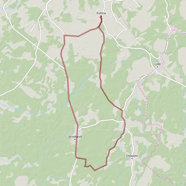 Map miniature of "Kalbu and Järvakandi Gravel Ride" cycling inspiration in Eesti, Estonia. Generated by Tarmacs.app cycling route planner