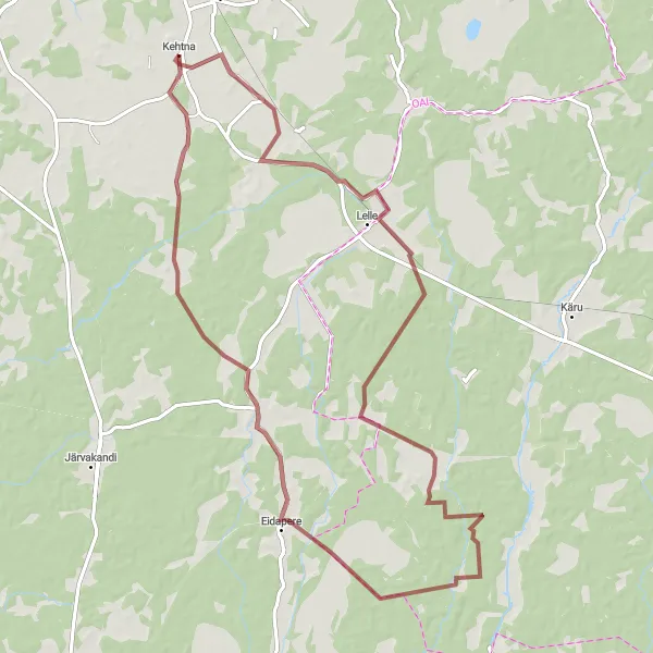 Map miniature of "Kehtna and Kalbu Cycling Route" cycling inspiration in Eesti, Estonia. Generated by Tarmacs.app cycling route planner