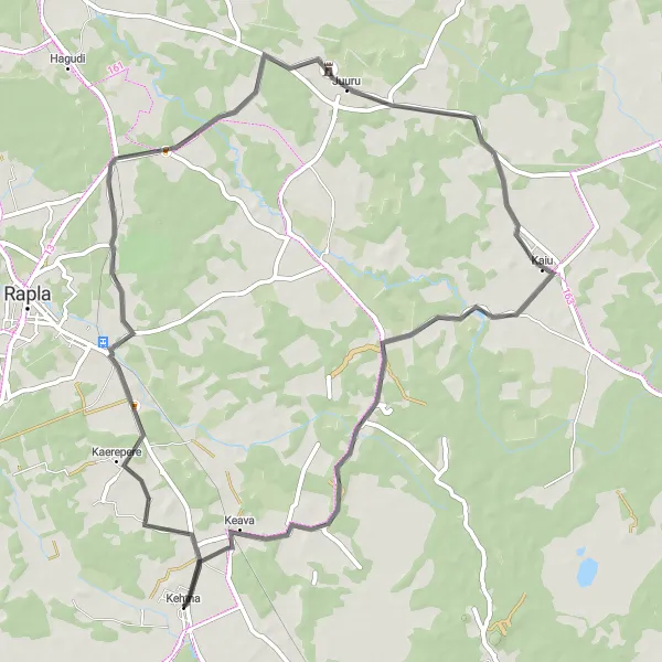 Map miniature of "Valtu and Juuru Cycling Loop" cycling inspiration in Eesti, Estonia. Generated by Tarmacs.app cycling route planner
