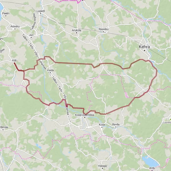 Map miniature of "Gravel Route with Historic Highlights" cycling inspiration in Eesti, Estonia. Generated by Tarmacs.app cycling route planner