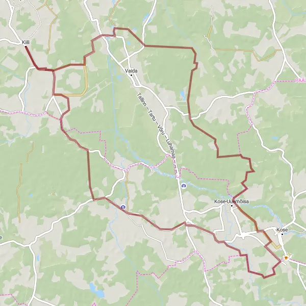 Map miniature of "The Gravel Adventure" cycling inspiration in Eesti, Estonia. Generated by Tarmacs.app cycling route planner