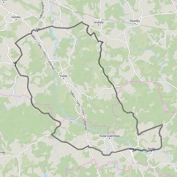 Map miniature of "Challenging Road Ride with Scenic Highlights" cycling inspiration in Eesti, Estonia. Generated by Tarmacs.app cycling route planner