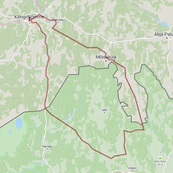 Map miniature of "Rural Gravel Tour" cycling inspiration in Eesti, Estonia. Generated by Tarmacs.app cycling route planner