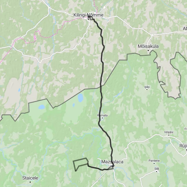 Map miniature of "Road Cycling Adventure" cycling inspiration in Eesti, Estonia. Generated by Tarmacs.app cycling route planner