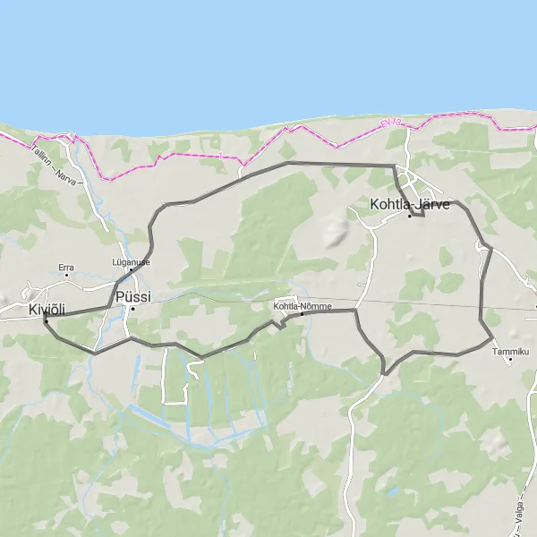 Map miniature of "Kiviõli - Kohtla-Nõmme" cycling inspiration in Eesti, Estonia. Generated by Tarmacs.app cycling route planner