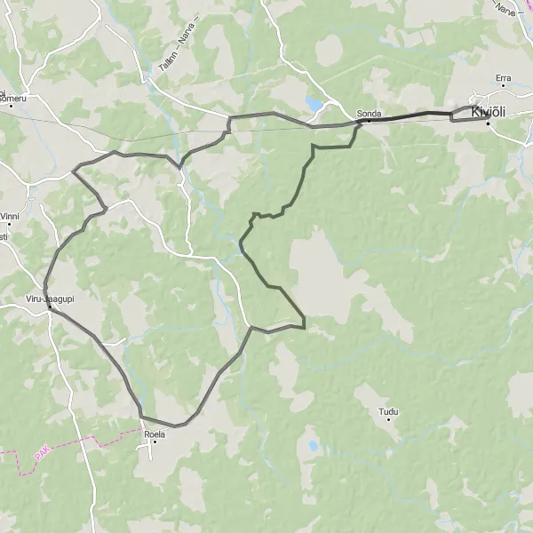 Map miniature of "Kiviõli - Kiviõli vana tuhamägi" cycling inspiration in Eesti, Estonia. Generated by Tarmacs.app cycling route planner