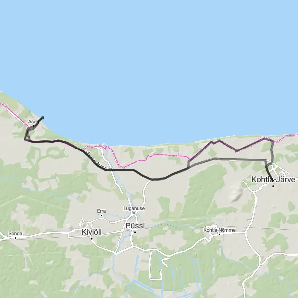 Map miniature of "Varja to Aa Road Cycling Route" cycling inspiration in Eesti, Estonia. Generated by Tarmacs.app cycling route planner