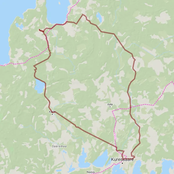 Map miniature of "The Gravel Adventure" cycling inspiration in Eesti, Estonia. Generated by Tarmacs.app cycling route planner