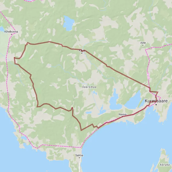 Map miniature of "Scenic Loop across Nasva River" cycling inspiration in Eesti, Estonia. Generated by Tarmacs.app cycling route planner