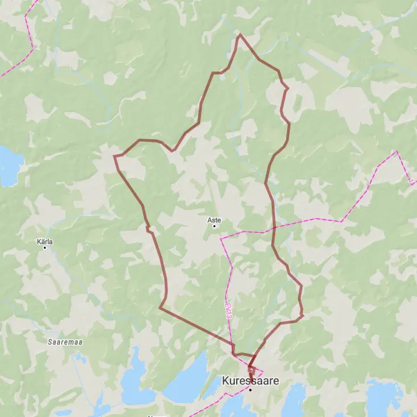 Map miniature of "Saaremaa Gravel Adventure" cycling inspiration in Eesti, Estonia. Generated by Tarmacs.app cycling route planner
