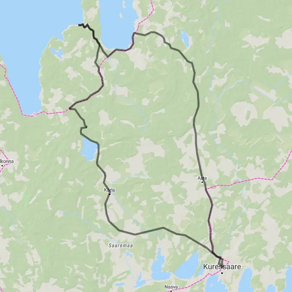 Map miniature of "Coastal Road Adventure" cycling inspiration in Eesti, Estonia. Generated by Tarmacs.app cycling route planner