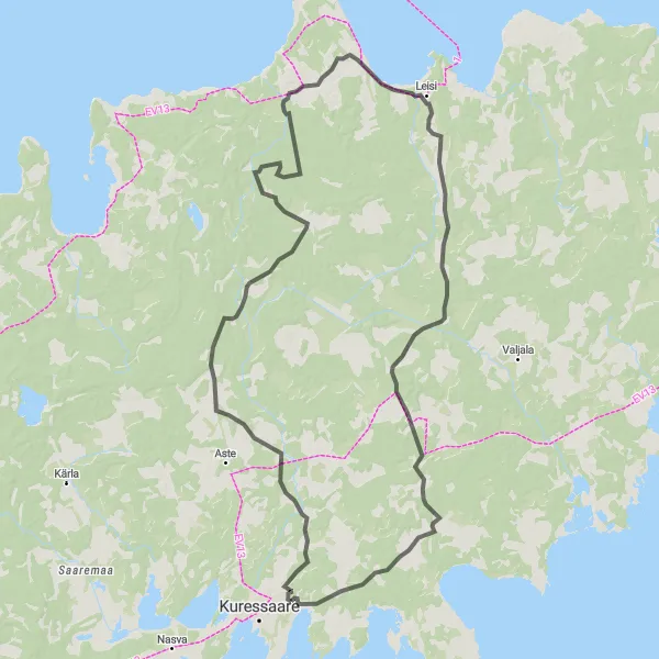 Map miniature of "Saaremaa Road Explorer" cycling inspiration in Eesti, Estonia. Generated by Tarmacs.app cycling route planner