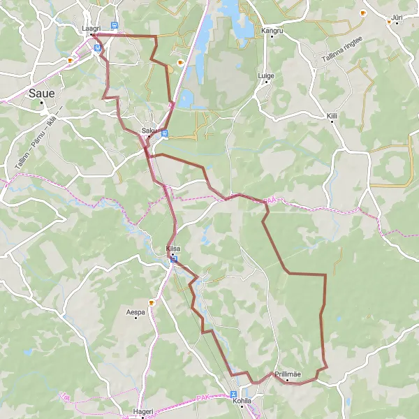 Map miniature of "Laagri - Tõdva - Kiisa - Õlleköök - Tunnelid" cycling inspiration in Eesti, Estonia. Generated by Tarmacs.app cycling route planner