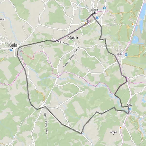 Map miniature of "Metsanurme to Vanamõisa Loop" cycling inspiration in Eesti, Estonia. Generated by Tarmacs.app cycling route planner