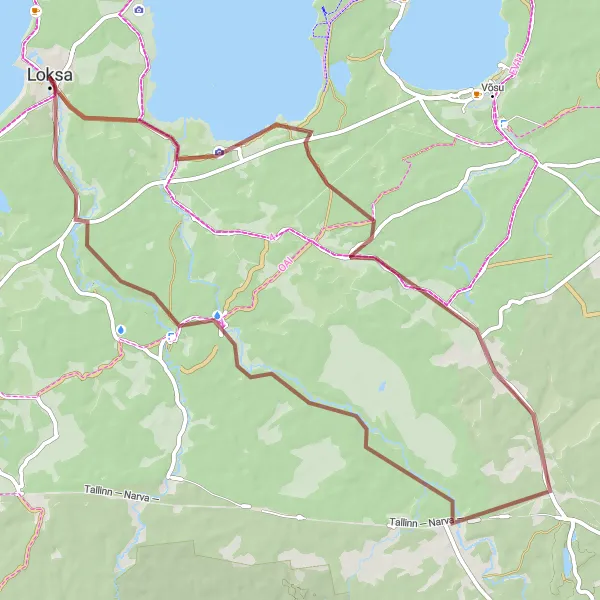 Map miniature of "Loksa to Joaveski Gravel Ride" cycling inspiration in Eesti, Estonia. Generated by Tarmacs.app cycling route planner