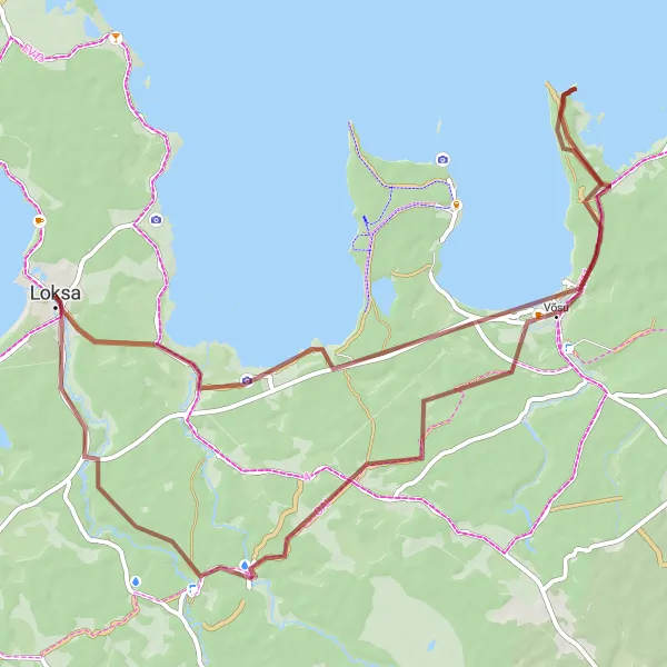 Map miniature of "Wilderness Escape" cycling inspiration in Eesti, Estonia. Generated by Tarmacs.app cycling route planner