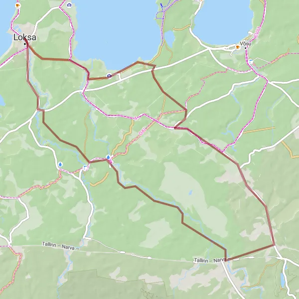 Map miniature of "Loksa to Kotka Gravel Adventure" cycling inspiration in Eesti, Estonia. Generated by Tarmacs.app cycling route planner