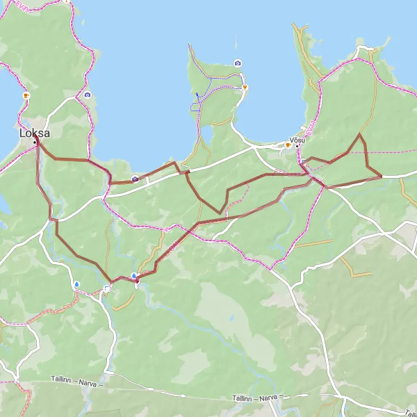 Map miniature of "Loksa to Nõmmeveski Gravel Expedition" cycling inspiration in Eesti, Estonia. Generated by Tarmacs.app cycling route planner