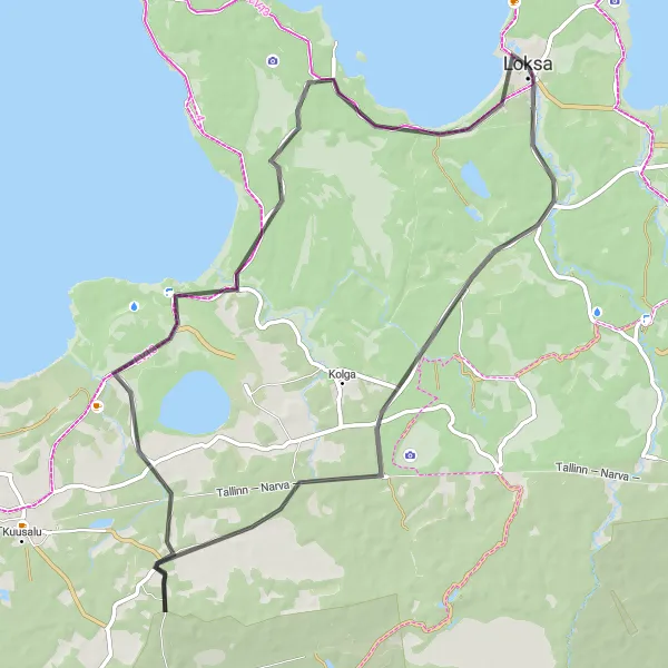 Map miniature of "Loksa to Lake Lohja Road Journey" cycling inspiration in Eesti, Estonia. Generated by Tarmacs.app cycling route planner