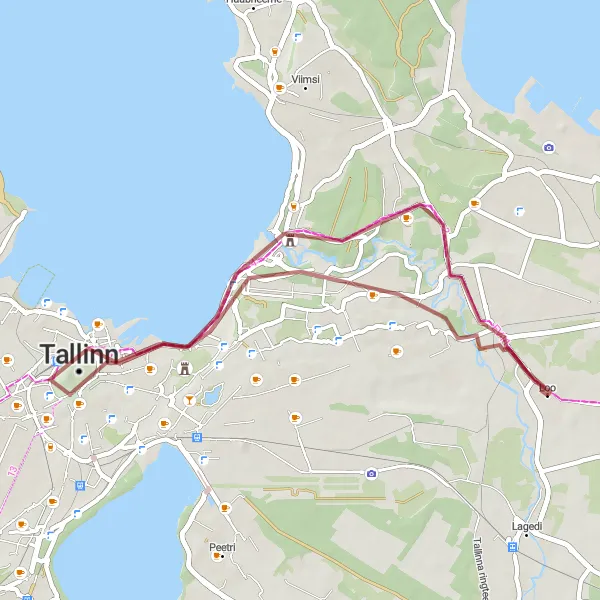 Map miniature of "Rural Escape" cycling inspiration in Eesti, Estonia. Generated by Tarmacs.app cycling route planner