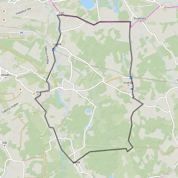 Map miniature of "Aruküla Loop" cycling inspiration in Eesti, Estonia. Generated by Tarmacs.app cycling route planner