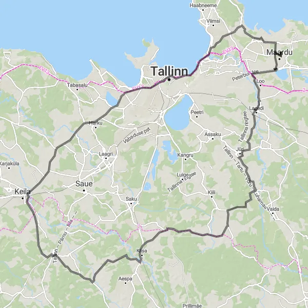 Map miniature of "Nature and History Tour" cycling inspiration in Eesti, Estonia. Generated by Tarmacs.app cycling route planner