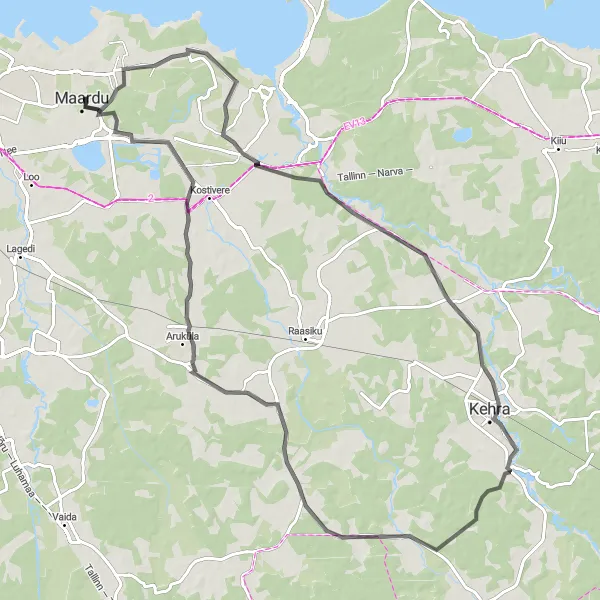 Map miniature of "Maardu-Ülgase-Jõelähtme-Kehra" cycling inspiration in Eesti, Estonia. Generated by Tarmacs.app cycling route planner