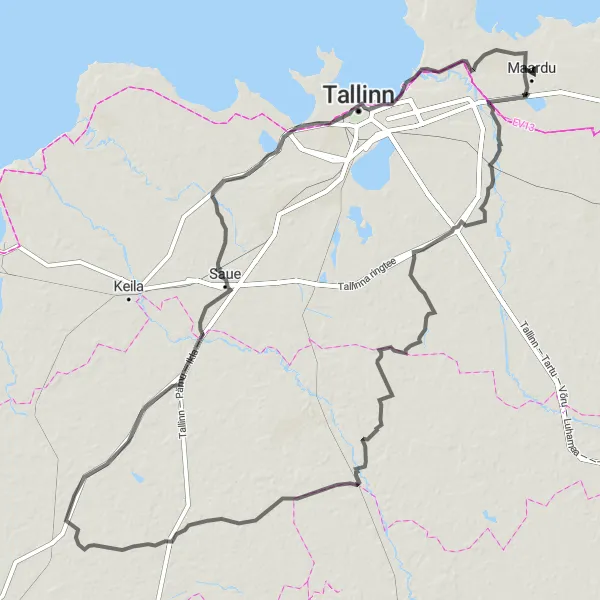 Map miniature of "Maardu Loop" cycling inspiration in Eesti, Estonia. Generated by Tarmacs.app cycling route planner