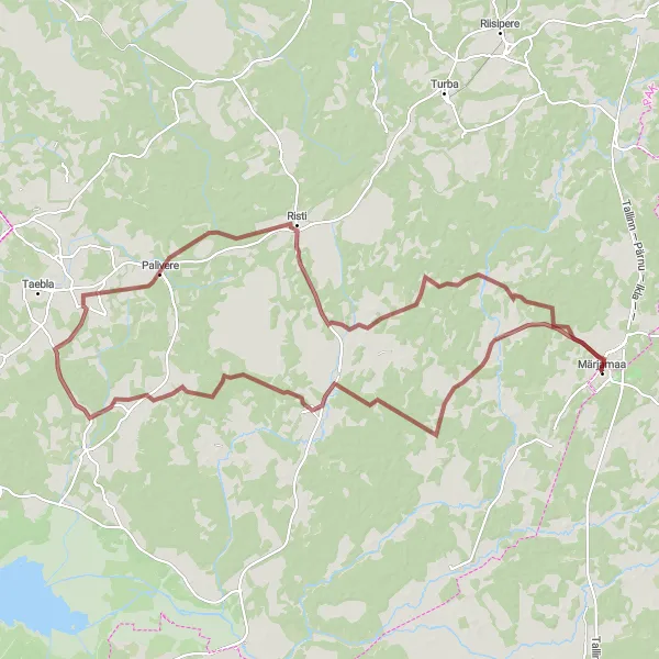 Map miniature of "Palivere Gravel Adventure" cycling inspiration in Eesti, Estonia. Generated by Tarmacs.app cycling route planner