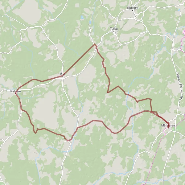 Map miniature of "Kullamaa Gravel Expedition" cycling inspiration in Eesti, Estonia. Generated by Tarmacs.app cycling route planner