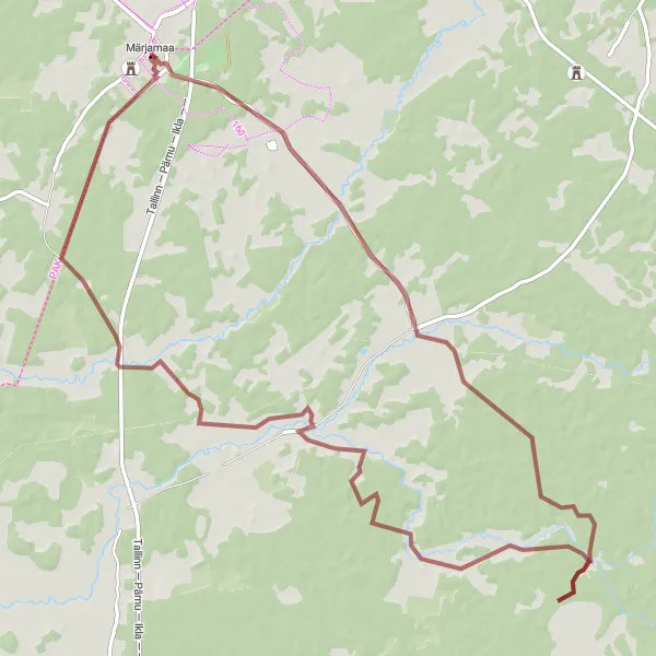 Map miniature of "Velise Gravel Loop" cycling inspiration in Eesti, Estonia. Generated by Tarmacs.app cycling route planner