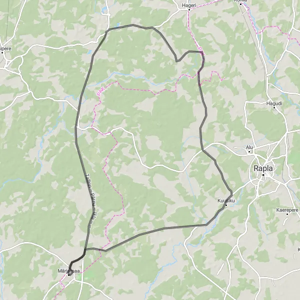 Map miniature of "Kernu Loop" cycling inspiration in Eesti, Estonia. Generated by Tarmacs.app cycling route planner