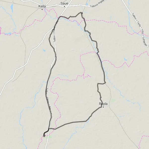 Map miniature of "Kiisa Circuit" cycling inspiration in Eesti, Estonia. Generated by Tarmacs.app cycling route planner