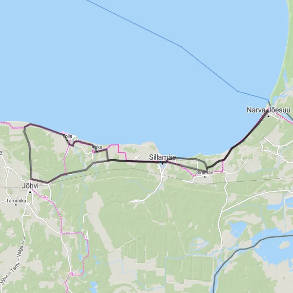 Map miniature of "Coastal Wonders and Historic Landmarks" cycling inspiration in Eesti, Estonia. Generated by Tarmacs.app cycling route planner