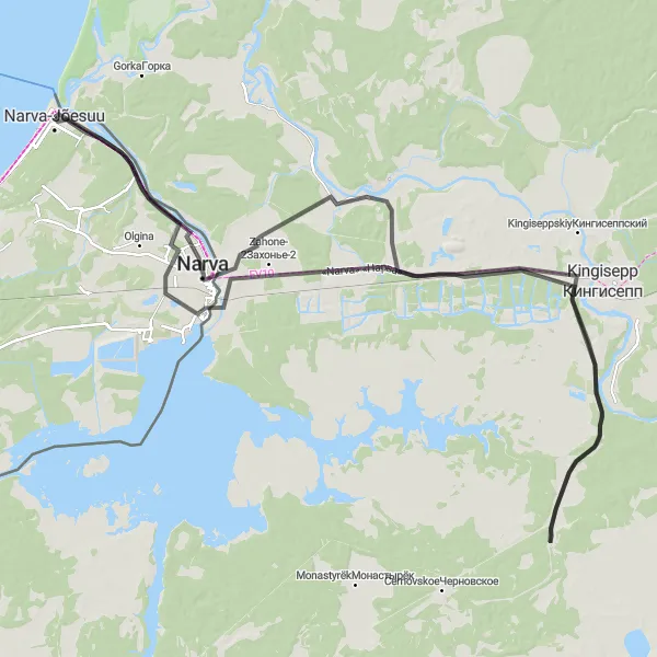 Map miniature of "The Coastal Adventure" cycling inspiration in Eesti, Estonia. Generated by Tarmacs.app cycling route planner