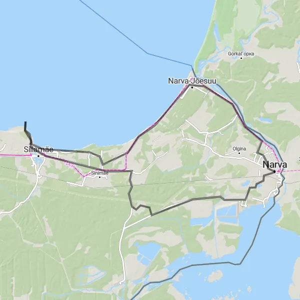 Map miniature of "Coastal Escape" cycling inspiration in Eesti, Estonia. Generated by Tarmacs.app cycling route planner