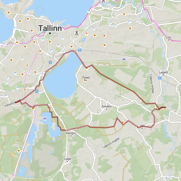 Map miniature of "Nõmme to Nõmme Loop - Gravel Adventure" cycling inspiration in Eesti, Estonia. Generated by Tarmacs.app cycling route planner