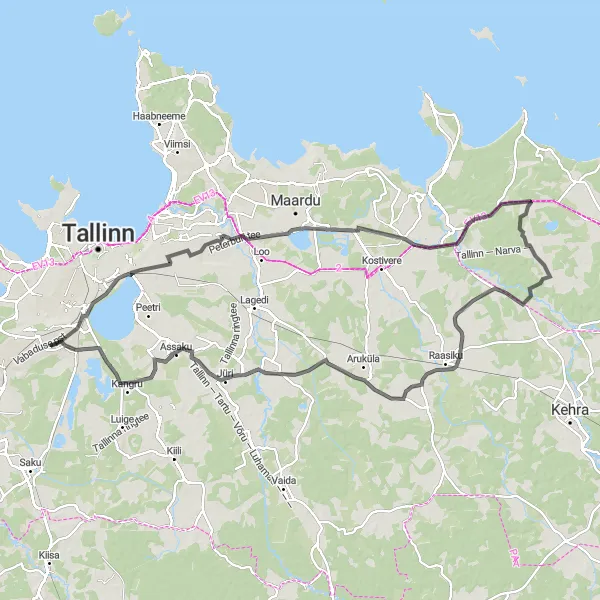 Map miniature of "Marvellous Nature of Jõelähtme and Raasiku" cycling inspiration in Eesti, Estonia. Generated by Tarmacs.app cycling route planner
